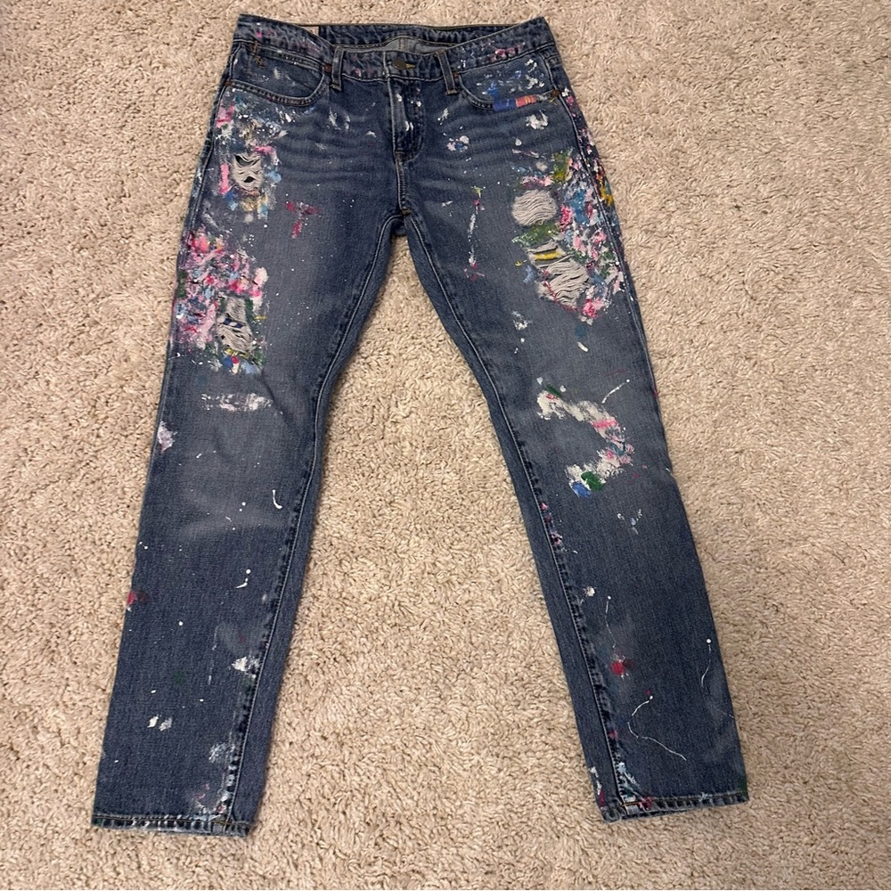 Ralph Lauren Paint-Splattered Jeans 27 Astor distressed